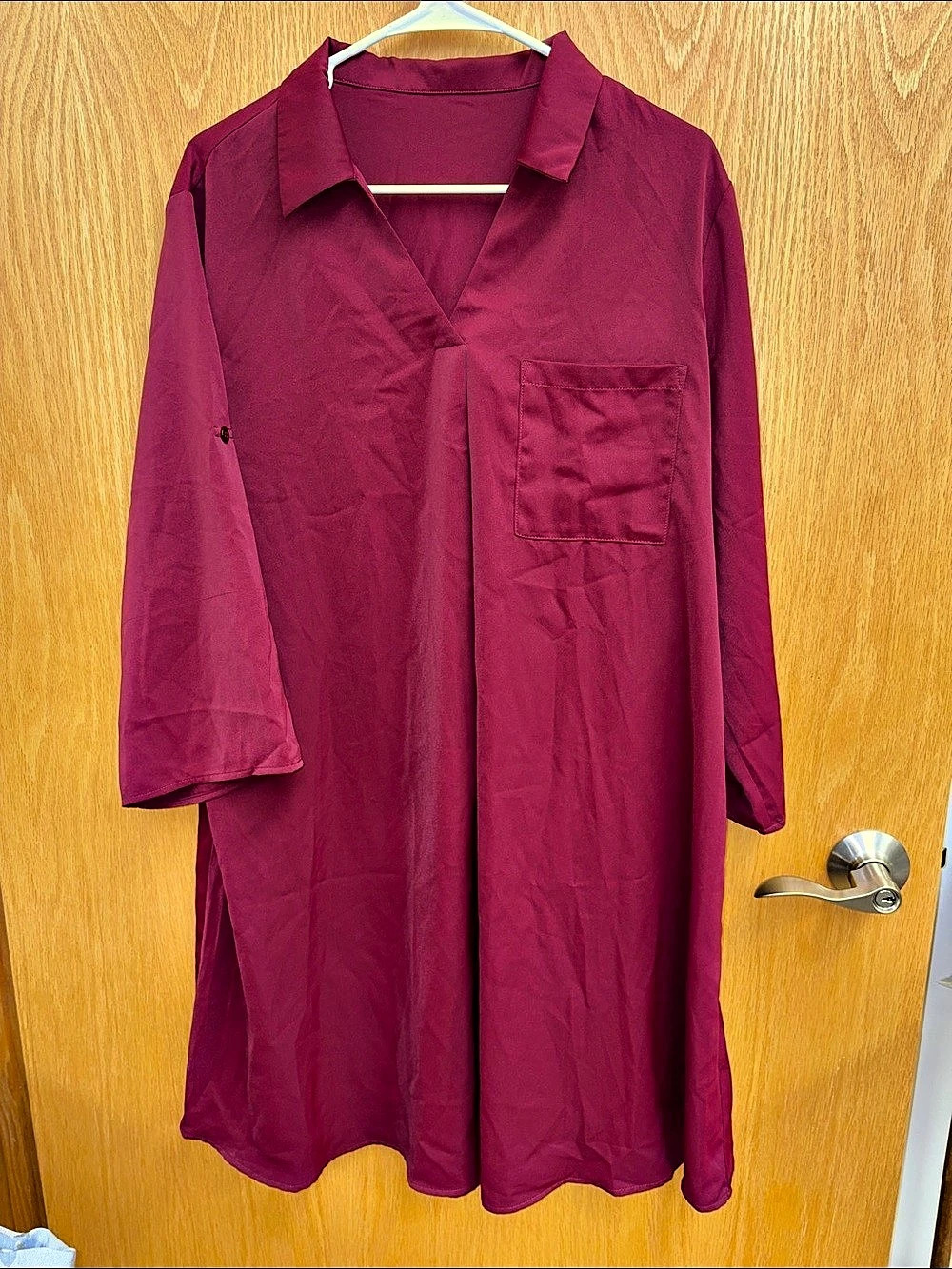 Halara Long Sleeve Shirt Dress in burgundy Size XL